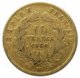FRANCJA, NAPOLEON III, 10 FRANKÓW 1860 BB