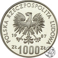 PRL, 1000 złotych, 1987, Olimpiada narciarz PRÓBA #
