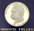 PRL, 50000 złotych, 1988, Piłsudski, stempel lustrzany #