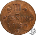 Niemcy, Meklemburgia, 3 pfennig, 1754