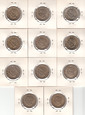 Szwecja, 11 x 1 korona, monety z kolejnych lat 1953-1962