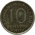 POLSKA - KRÓLESTWO POLSKIE -  10 FENIGÓW - 1917 - RZADKA