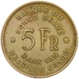 KONGO BELGIJSKIE - 5 FRANKÓW - SŁOŃ - 1947 - RZADKIE