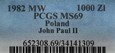 1000 ZŁ 1982 JAN PAWEŁ II PCGS MS69
