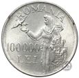 Rumunia - 100000 Lei 1946 - SREBRO - STAN MENNICZY