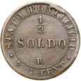 Watykan - Pius IX - 1/2 Soldo - 2 1/2 Centesimi 1867 R - XXI - STAN !