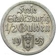WMG - Wolne Miasto Gdańsk - 1/2 Guldena 1923 - Srebro - STAN !