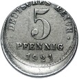 Niemcy - Cesarstwo - 5 Pfennig 1921 E - DESTRUKT PRZESUNIĘTY KRĄŻEK