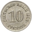 DESTRUKT - Niemcy - 10 Pfennig 1906 E - CIENKI KRĄŻEK