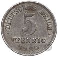 Niemcy - Cesarstwo - 5 Pfennig 1920 E - żelazo - STAN 2-