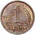 Litwa - 1 Centas Cent 1936 - KOŃ POGOŃ - STAN !