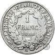 Francja - 1 Frank 1888 A - SREBRO - RZADKA !