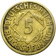 Niemcy - Weimar - 5 Reichspfennig 1926 E - RZADSZA !