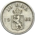 Norwegia - Oskar II - 10 Ore 1903 ⚒ - Srebro