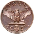 Włochy - Wiktor Emanuel III - 5 Centesimi 1936 R - RZADSZA - STAN !