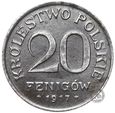 Polska - KRÓLESTWO POLSKIE - 20 Fenigów 1917 F - STAN ! - RZADKA !
