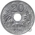 Francja - 20 Centymów 1941 - CYNK - STAN MENNICZY