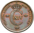Szwecja - Karol XIV Jan - 1/3 Skilling Banco 1837 - STAN !