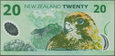 Nowa Zelandia - 20 dolarów 2014 * Elżbieta II * sokół * polimer