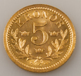 5 koron Szwecja 1901 2,24g Au900