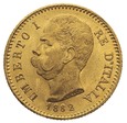 Złota moneta 20 Lirów Włochy Umberto I 1882