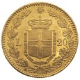 Złota moneta 20 Lirów Włochy Umberto I 1882