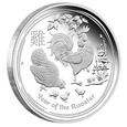 Srebrna moneta Lunar II, Rok Koguta, 1 oz, 2017