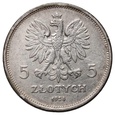 Polska, II RP, 5 złotych 1928,  Nike, Warszawa, ze znakiem