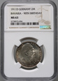 Niemcy, 2 marki 1911 D, 90. rocznica urodzin Lutipolda, NGC MS63