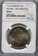 Niemcy, 3 marki 1911 D, 90. rocznica urodzin Lutipolda, NGC MS62