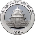 Chiny, 10 juanów 2008, Panda, Uncja srebra