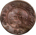 #AT# Gujana Francuska, Ludwik XVI, 2 sous 1789 A, Paryż