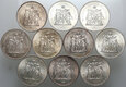Francja, zestaw 10 x 50 franków 1974-1979