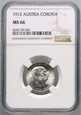 Austria, Franciszek Józef I, 1 korona 1912, NGC MS66, MAX NOTA