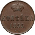 Polska, Zabór rosyjski, Aleksander II, 1 kopiejka 1855 BM, Warszawa