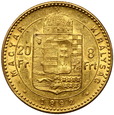 Węgry, Franciszek Józef I, 20 franków/8 forintów, 1892