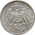 Niemcy, Wirtembergia, Wilhelm II, 3 marki 1909 F