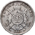 #AJ#  Francja, Napoleon III, 5 franków 1868 BB, Strasburg