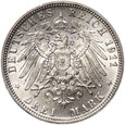 311. Niemcy, Bawaria, 3 marki 1911 D, 90. urodziny księcia Luitpolda