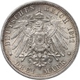 Niemcy, Wirtembergia, Wilhelm II, 3 marki 1911 F, Stuttgart