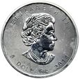 Kanada, Elżbieta II, 5 dolarów 2014, Liść klonu, uncja srebra