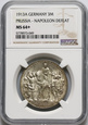 Niemcy, Prusy, Wilhelm II, 3 marki 1913 A, 100-lecie Bitwy, NGC MS64+