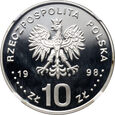 Polska, 10 zł 1998, Zygmunt III Waza, półpostać, NGC PF69