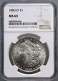 #AJ# USA, dolar 1883 O, Morgan, NGC MS63