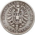 Niemcy, Meklemburgia - Schwerin, Franz Friedrich, 2 marki 1876 A