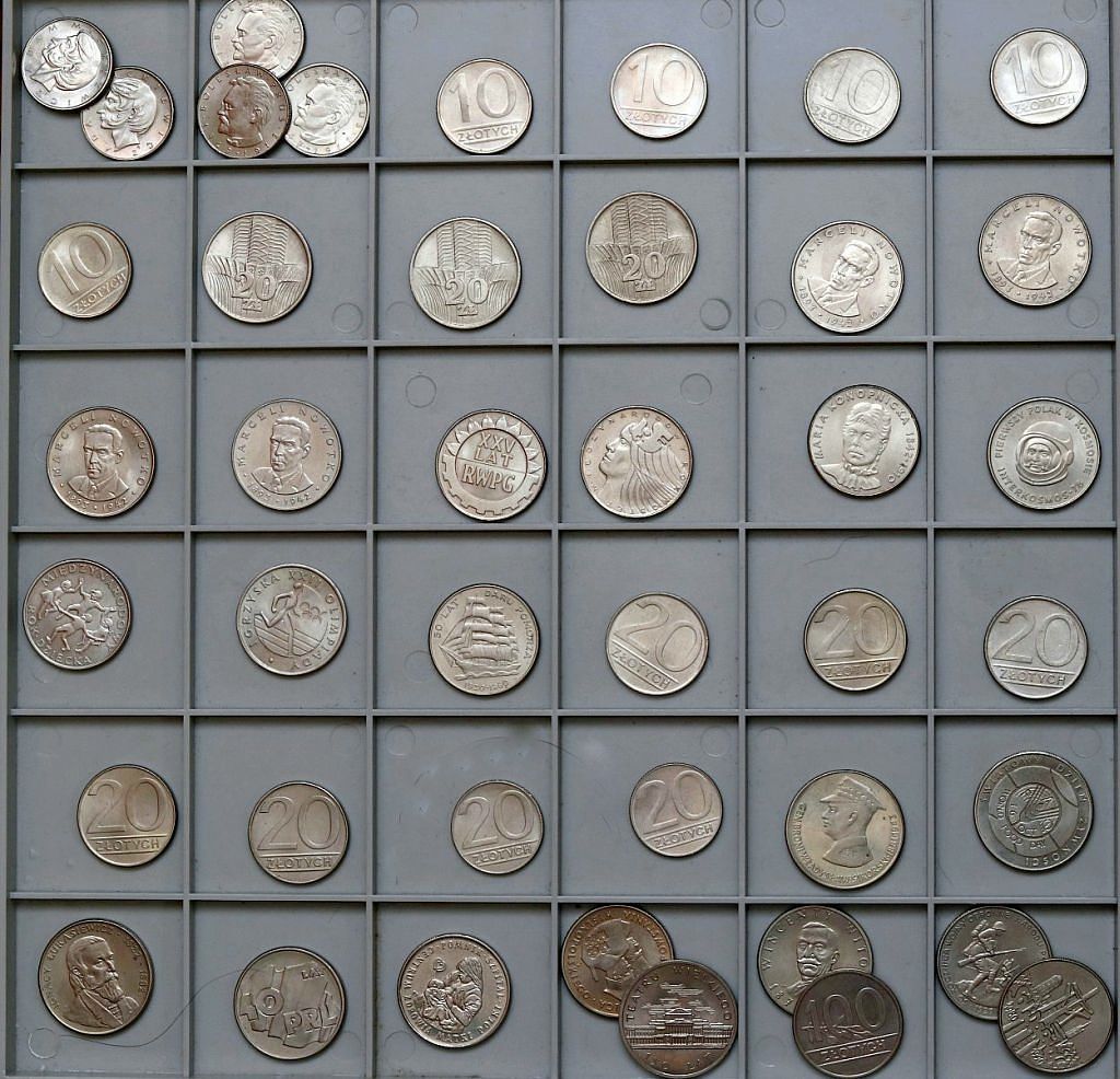 138. Polska, monety obiegowe, popularne roczniki, zestaw 42 sztuk