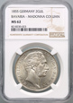 Bawaria, Maksymilian II, 2 guldeny 1855, Kolumna Madonny NGC MS62