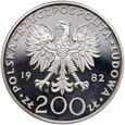 Polska, PRL, 200 złotych 1982, Jan Paweł II, stempel lustrzany