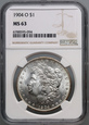 #AJ# USA, dolar 1904 O, Morgan, NGC MS63