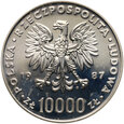 Polska, PRL, 10000 złotych 1987, Jan Paweł II, stempel lustrzany